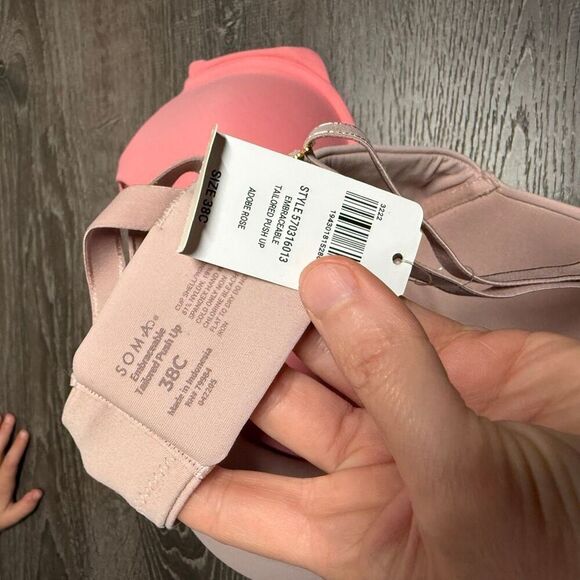 Soma plunge embraceable tailored push up bra bundle pink beige 38C - Picture 4 of 5